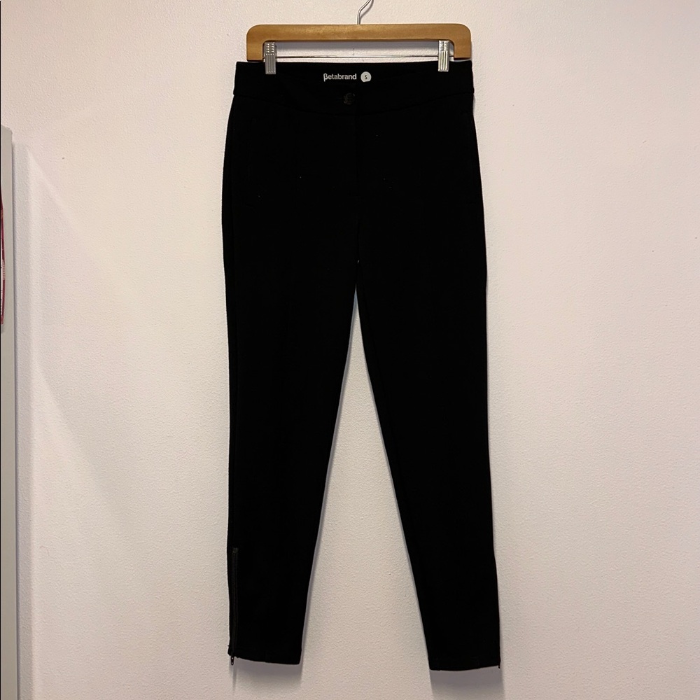 Beta Brand Women's Black Slim Fit Cigarette Ponte Pants with zip ankle - Picture 2 of 7